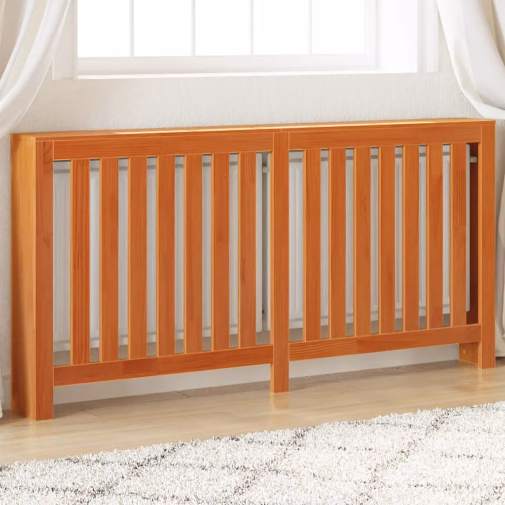 Copertura Termosifone vidaXL in Legno Massello di Pino, Colore Marrone Cera, L: 169,0 cm, H: 84,0 cm, P: 19,0 cm