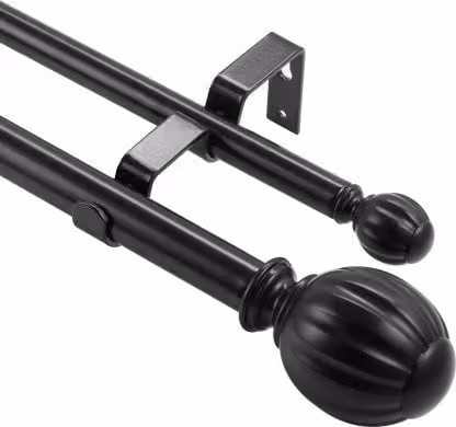 Doppio Bastone per Tende VEVOR in Metallo Nero, Estensibile da 92 a 183 cm con Terminali Rotondi per Interni