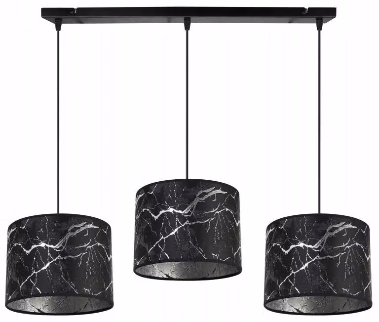 Lampada a sospensione, lampadario, paralume, motivo argentato