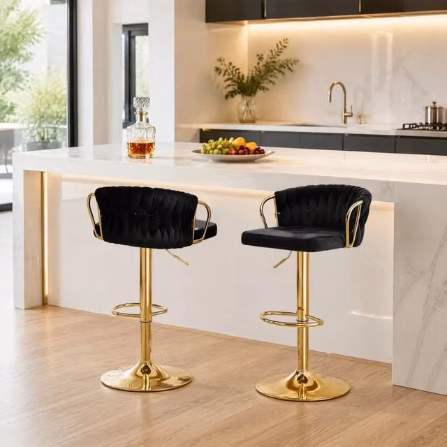 Set di 2 sgabelli da bar 50,5 x 49,5 x 98 cm nero – girevoli e regolabili