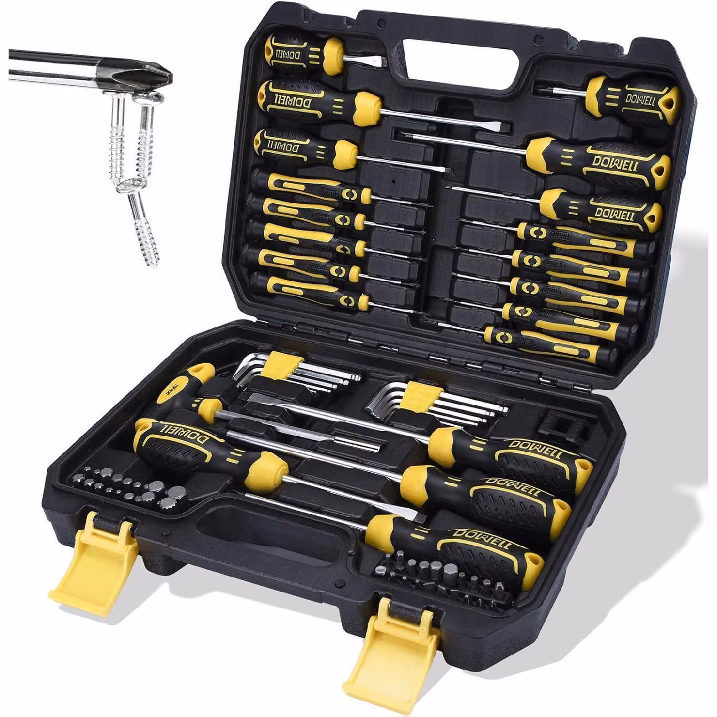 Set di cacciaviti magnetici, 108 pezzi, con punte a fessura, a croce, Torx, corte e di precisione, fornito in custodia