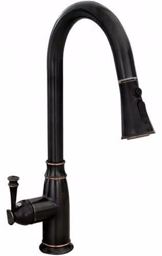 Rea DECO OLD BLACK RUBINETTO CUCINA ALTO Miscelatore lavello cucina in ottone Miscelatore monocomando caldo e freddo regolabile girevole a 360° (Nero opaco)