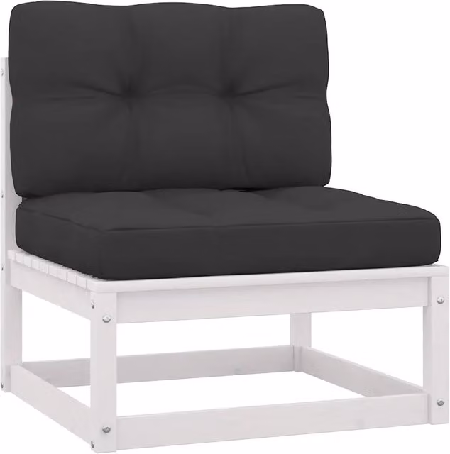 Set di divani da giardino Outsunny in legno di pino con cuscini inclusi, composto da un divano a 2 posti e un pouf