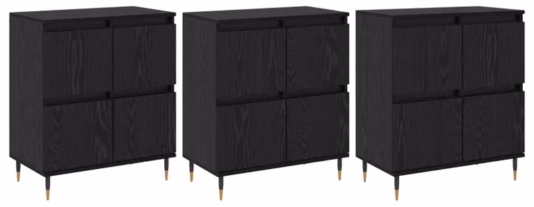 Armadio 3 pcs Rovere Nero 60 x 35 x 70 cm