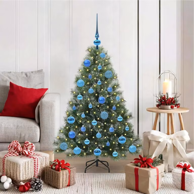 Albero di Natale artificiale vidaXL verde con 150 LED luce bianca calda in PE e PVC, Altezza: 120 cm