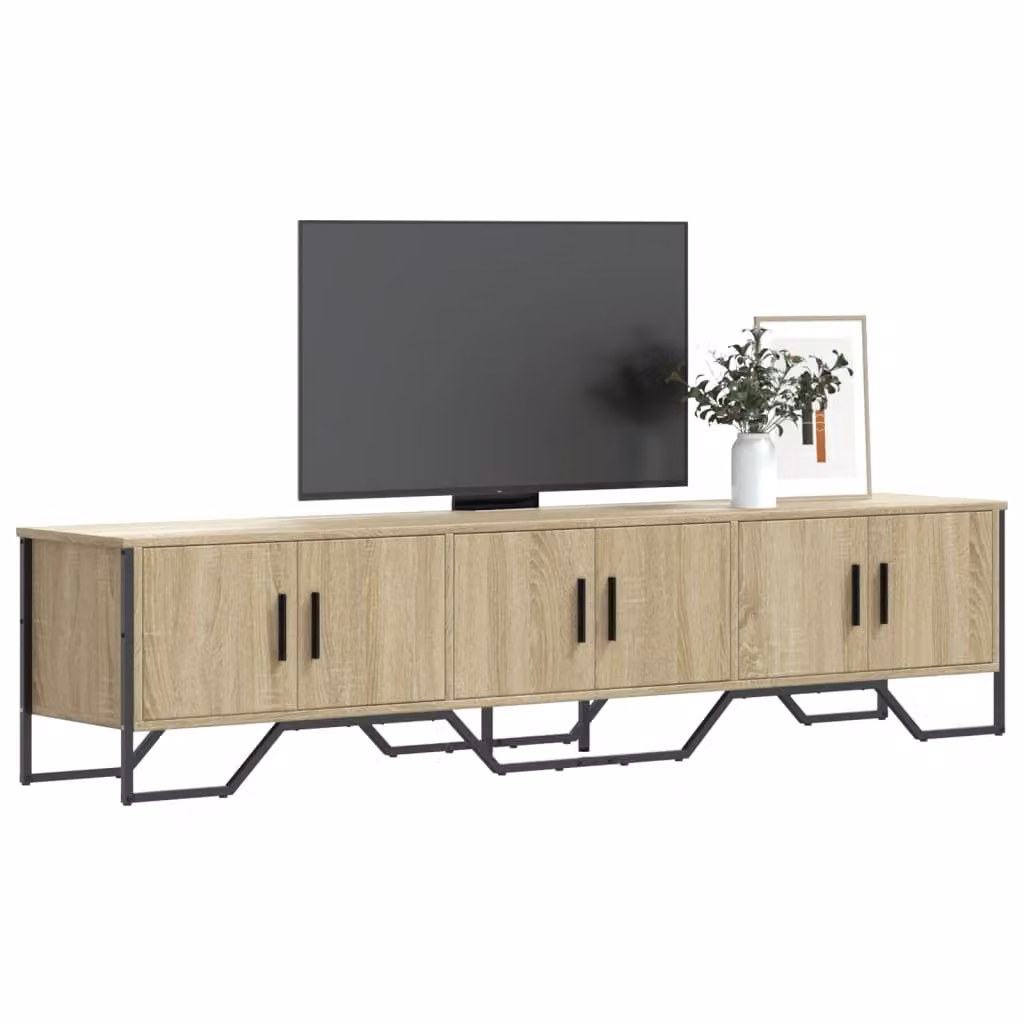 Mobile Porta TV vidaXL Rovere Sonoma Marrone in Legno e Metallo L: 180 cm, P: 34 cm, H: 41 cm