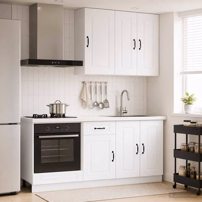 vidaXL Unità Cucina KALMAR 5 Pezzi Bianco Moderno in MDF con Ante a Battente e Ripiani Interni