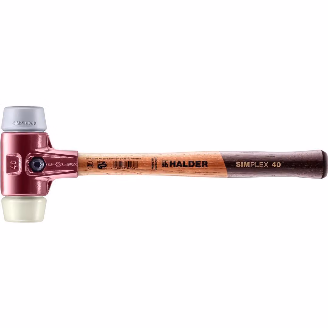 Mazza SIMPLEX soft-face con alloggiamento TE e manico in legno, Ø 40, TPE-mid / nylon