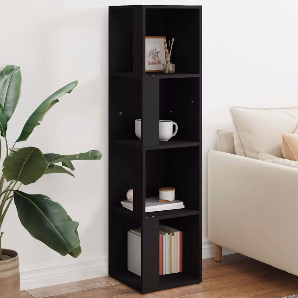 Armadietto d'angolo moderno vidaXL in MDF nero con ripiani interni L/P/H: 33 x 33 x 132 cm