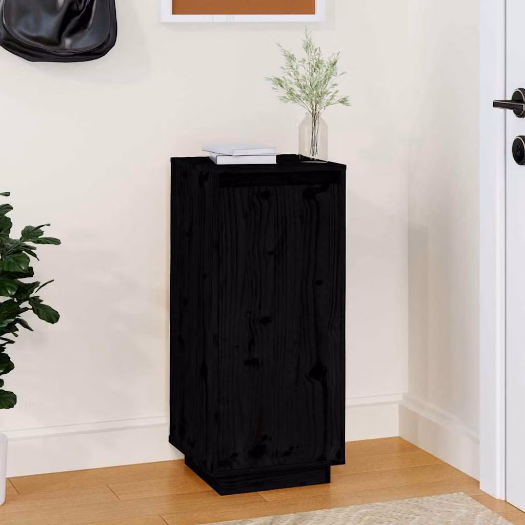 Scarpiera nera vidaXL in legno di pino con ante a battente, L/P/H: 35 x 35 x 80 cm