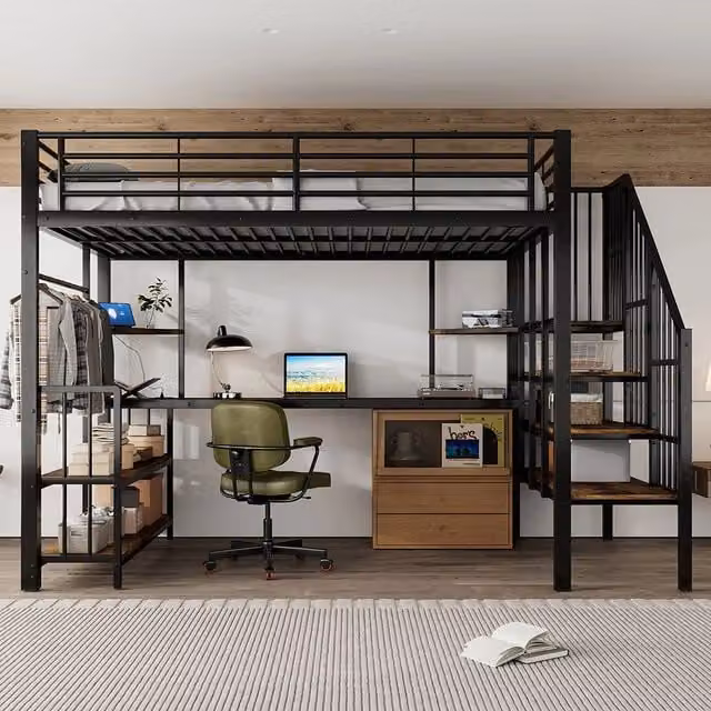 Letto a castello - Xylo - 120x200 cm ferro nero con USB