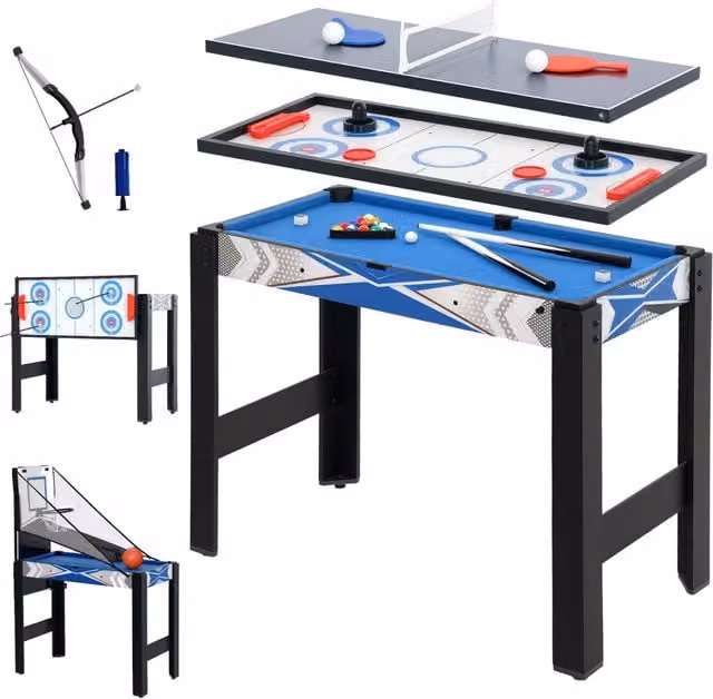Tavolo da gioco 5 in 1 ¨C zephmum ¨C Blu, MDF, Plastica