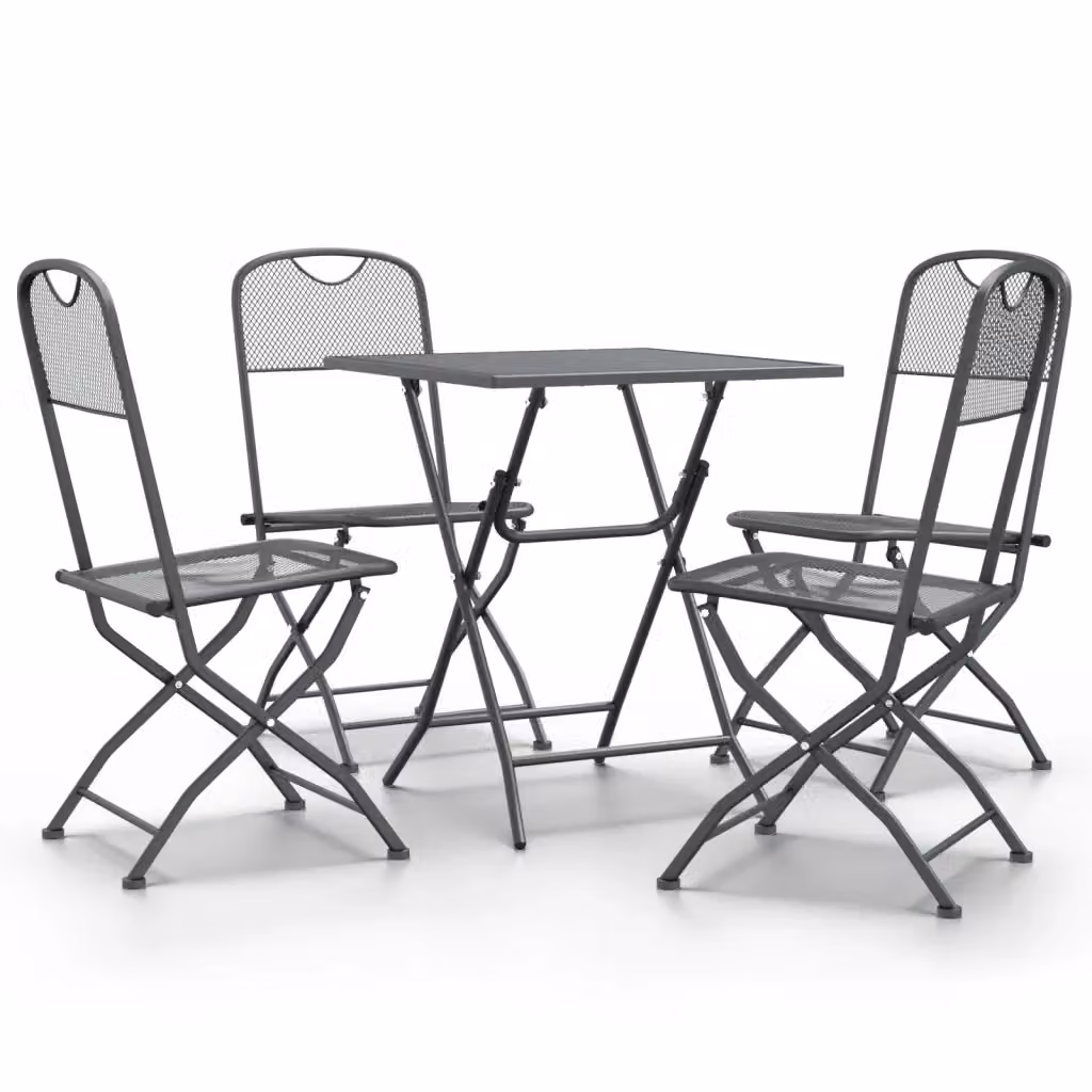 Set da pranzo per giardino vidaXL in acciaio verniciato a polvere antracite, composto da 5 pezzi con tavolo quadrato e sedie moderne – 2