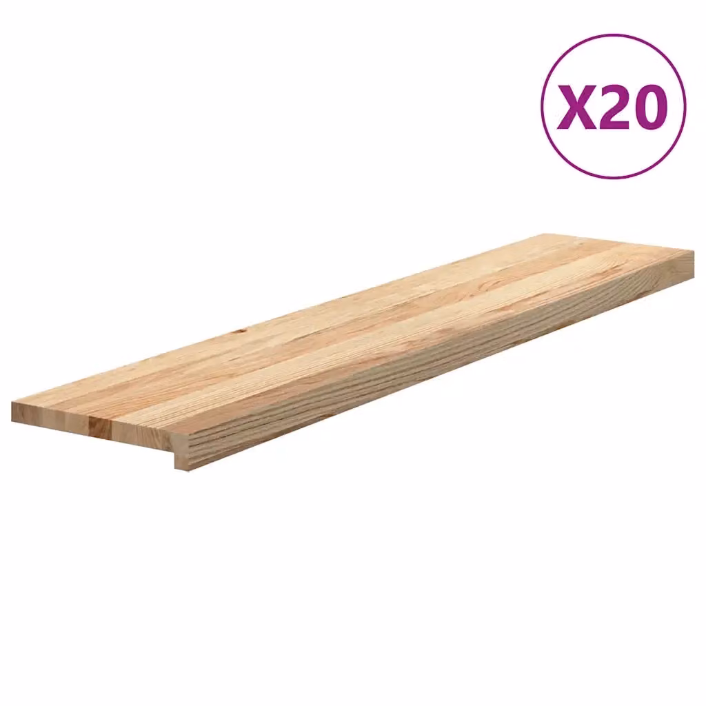 Set di 20 gradini in rovere massello non trattato VIDAXL, colore marrone, L: 120 cm, P: 25 cm, H: 2 cm – 2
