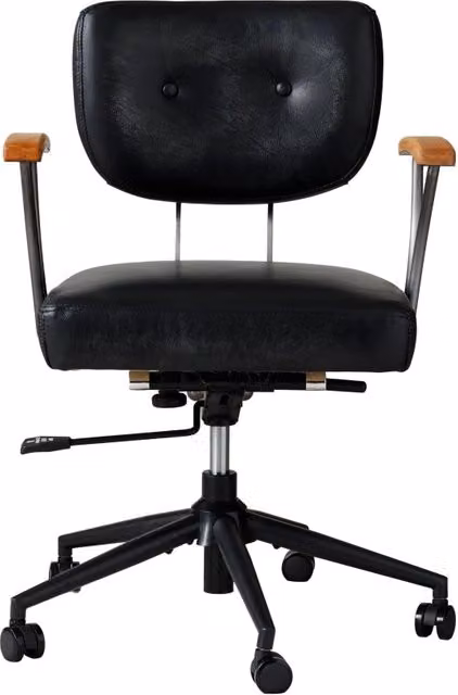 Sedia da ufficio ergonomica OKWISH girevole in ecopelle nera con struttura in metallo e rotelle per home office – 1
