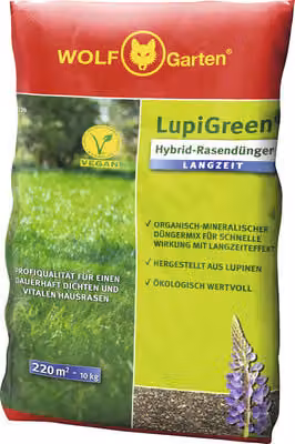 Concime per prati a lunga durata WOLF-Garten LupiGreen 10 kg / 220 m² organico-minerale