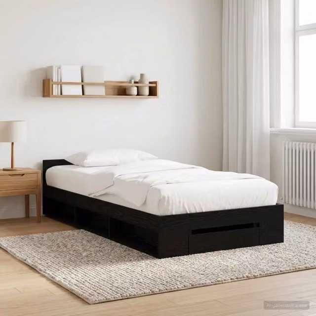 Telaio letto con contenitore vidaXL in legno nero L 80 x P 200 cm H 45 cm – 1