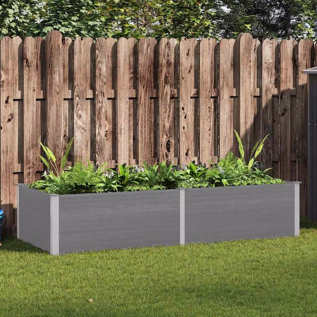 Letto Rialzato da Giardino vidaXL in WPC e Acciaio Grigio L: 250 cm, P: 100 cm, H: 54 cm – 1