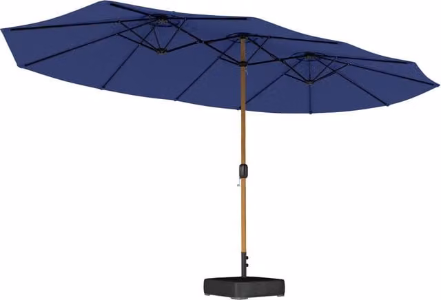 Ombrellone Doppio Giordanoshop Blu Scuro con Manovella e Base a Croce L: 467 cm, P: 281 cm, H: 238 cm – 1