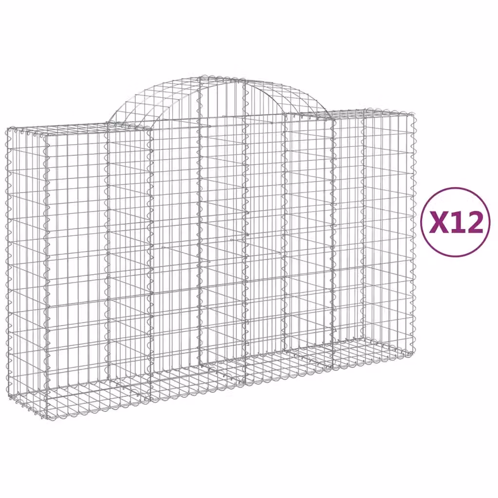 Set di 12 Cesti Gabbioni ad Arco Videx in Acciaio Zincato Colore Silver L: 200 cm, P: 50 cm, H: 120/140 cm – 2