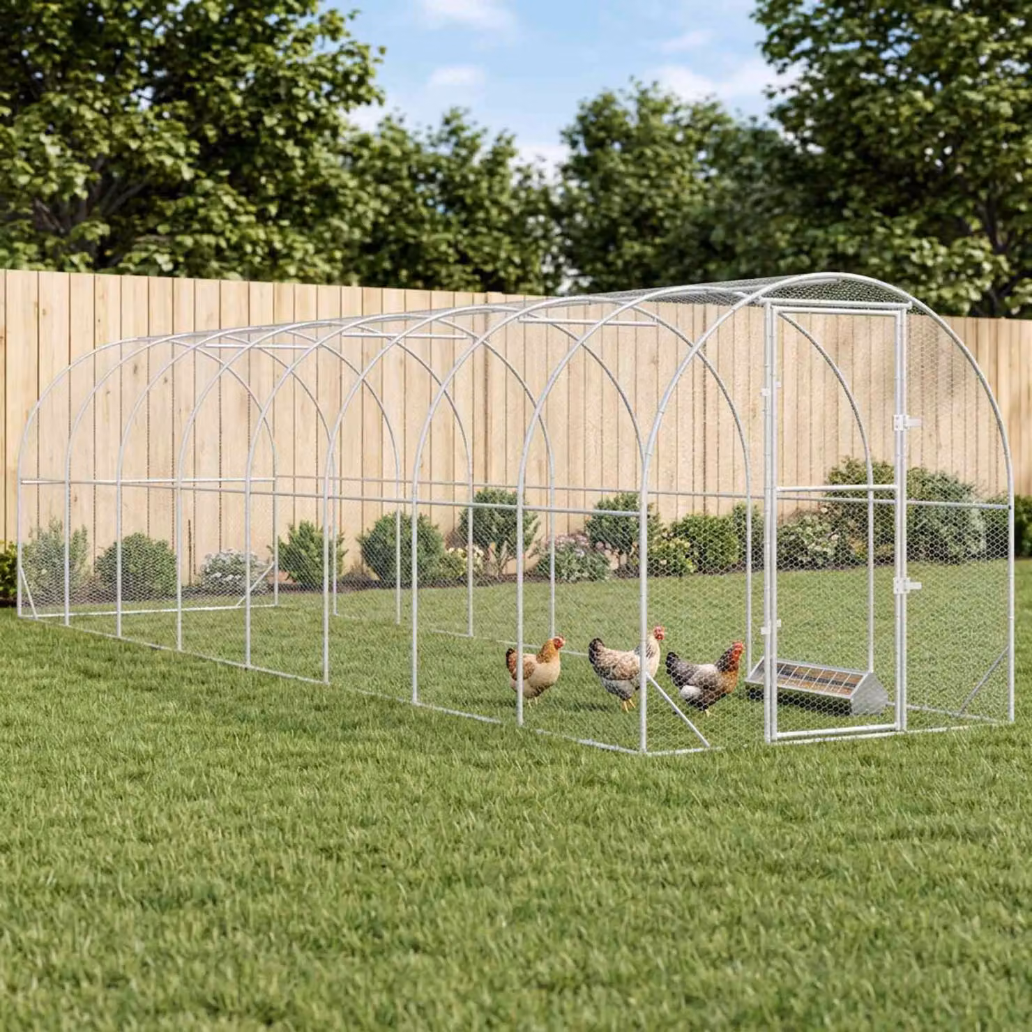 vidaXL Pollaio Argento 800 x 200 x 200 cm Acciaio zincato