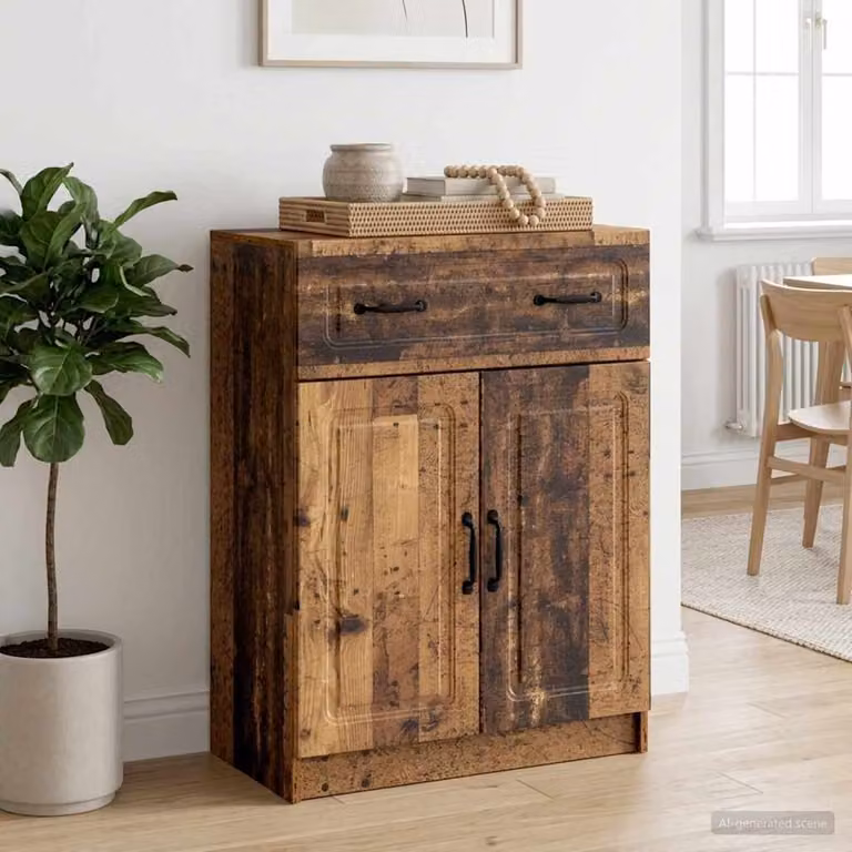 Credenza moderna vidaXL in legno ingegnerizzato color marrone, L: 66 cm, P: 34,5 cm, H: 87 cm