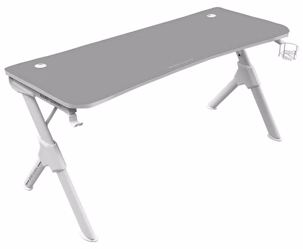 Mars Gaming MGD140W, Diritto, Forma rettangolare, Acciaio, Gioco, Fibra di carbonio, Bianco