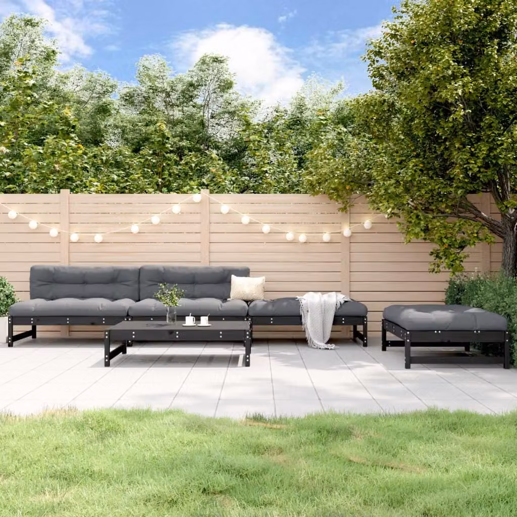 Maison Exclusive - Set Salotto da Giardino 5 pz Nero in Legno Massello di Pino