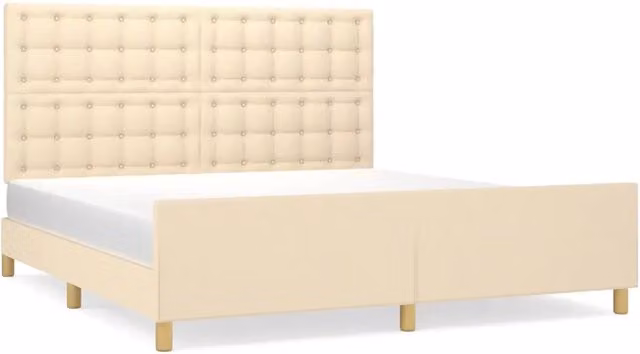 Letto matrimoniale | Letto per adulti | Giroletto senza Materasso Crema 160x200 cm in Tessuto