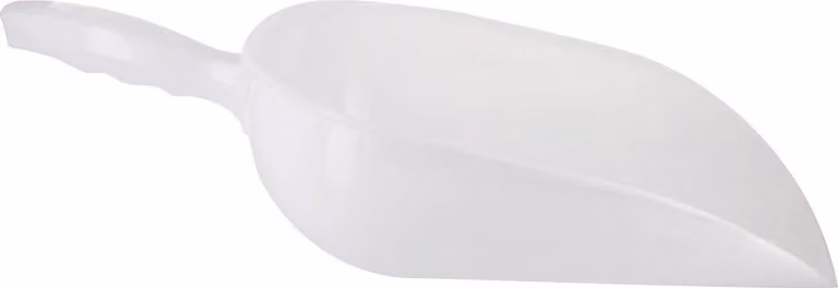 Pala per terriccio MOPLEN, diametro 34 cm, rotonda, bianca, in plastica