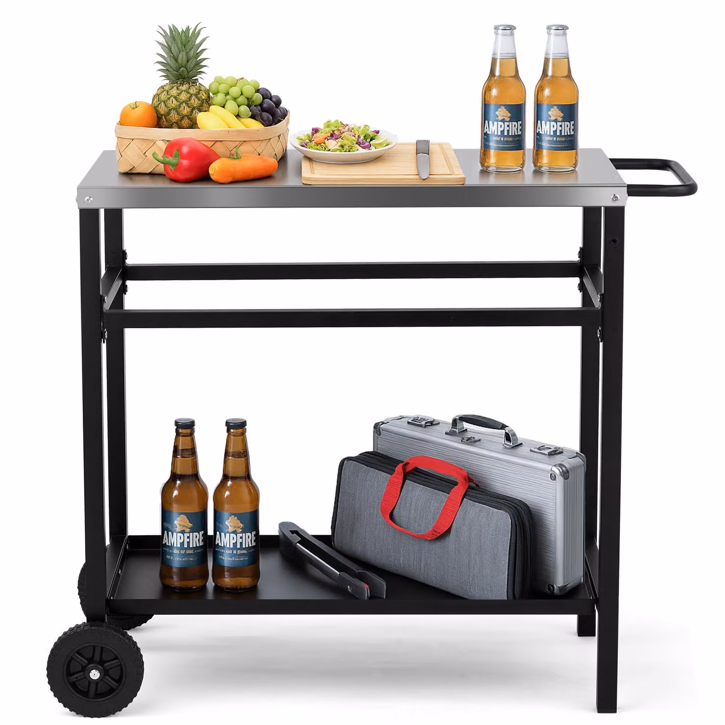 ALIGHTUP: Carrello per barbecue, tavolo da barbecue, tavolino da esterno, carrello per il giardino, cucina da esterno, carrello di servizio, tavolo multifunzionale, dimensioni 83x45 cm