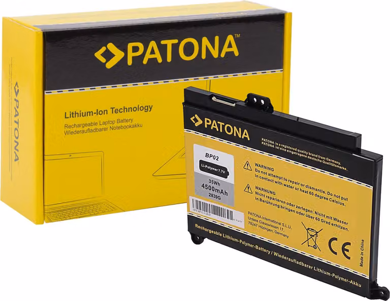 Batteria PATONA per PC HP Pavilion 15, modelli BP02, BP02XL, compatibile con i codici 849569-421, 849569-541, 849569-542, 849909-850, 849569-543, BP02041XL, HSTNN-LB7H, HSTNN-UB7B