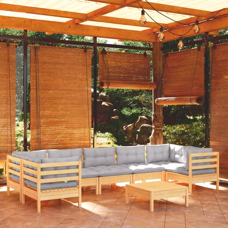 Maison Exclusive - Set Divani da Giardino 8 pz con Cuscini Grigi Massello di Pino