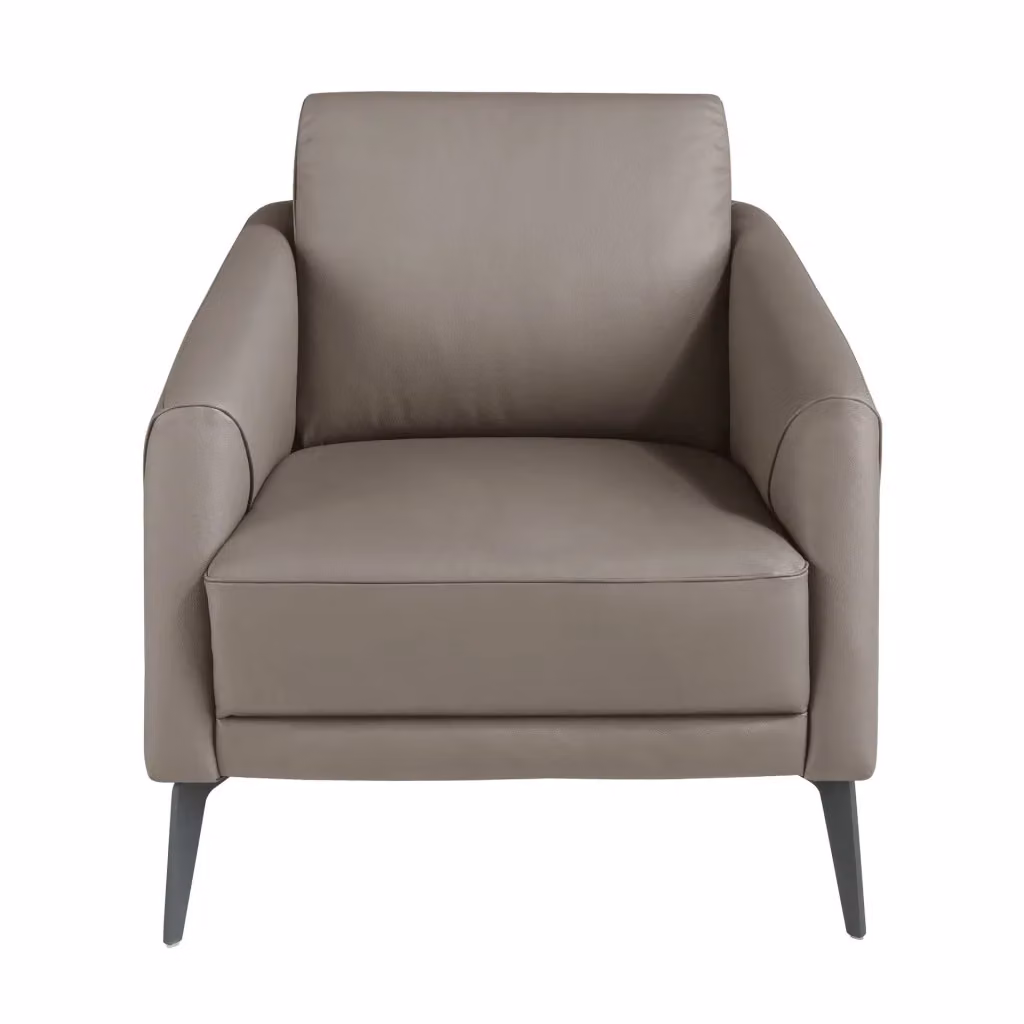 Poltrona lounge moderna Angel Cerdá S.L. in pelle grigio e nera con struttura in metallo e braccioli – 2