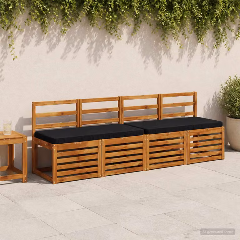 Cuscino per Panchina vidaXL VUGHT Nero in Poliestere con Rivestimento Lavabile e Resistente ai Raggi UV
