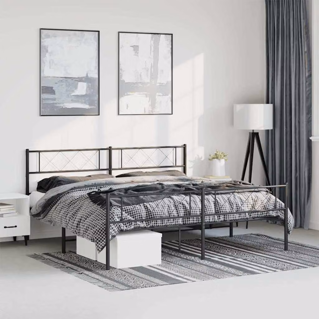 vidaXL Giroletto con Testiera e Pediera in Metallo Nero L: 187 cm, P: 90 cm, H: 219 cm
