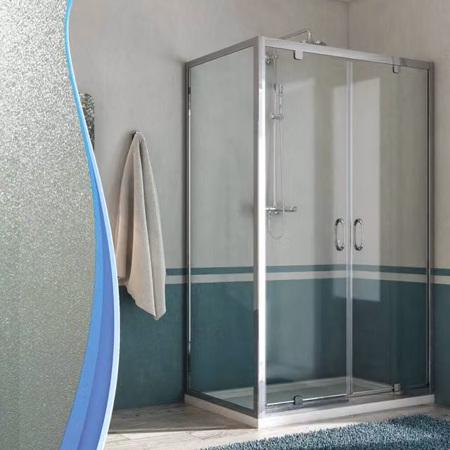 Box Doccia Angolare 80x130 cm 2 Ante Battenti in Cristallo Opaco 6mm H185 Fosterberg Koge Duo