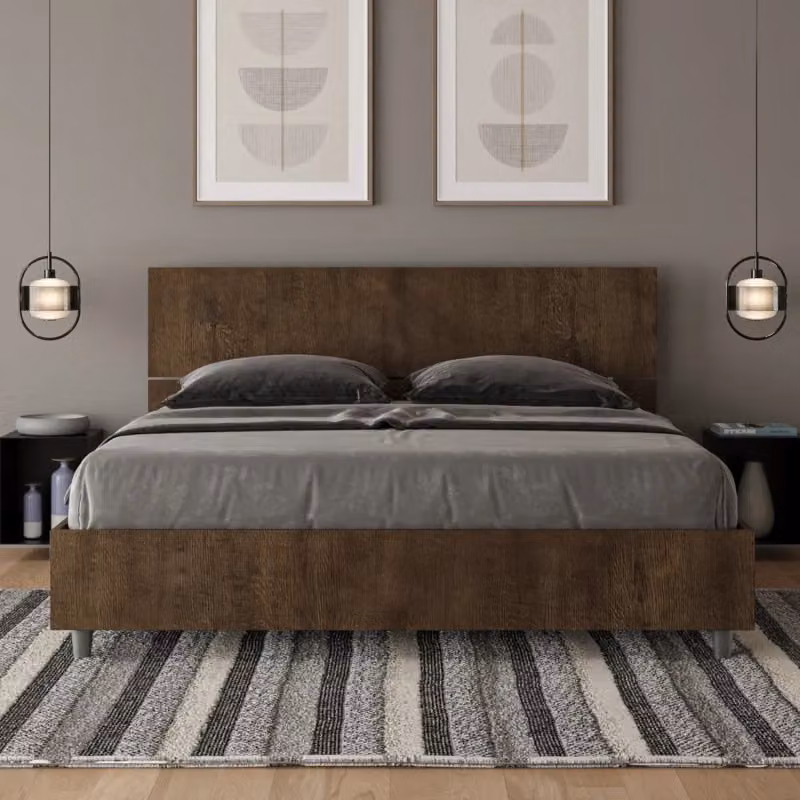 Letto Matrimoniale Ityhome Marrone con Design Minimalista L/P/H: 160 x 200 x 101 cm – 2