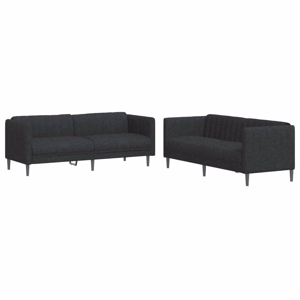Set di Divani 2 pz Nero in Tessuto