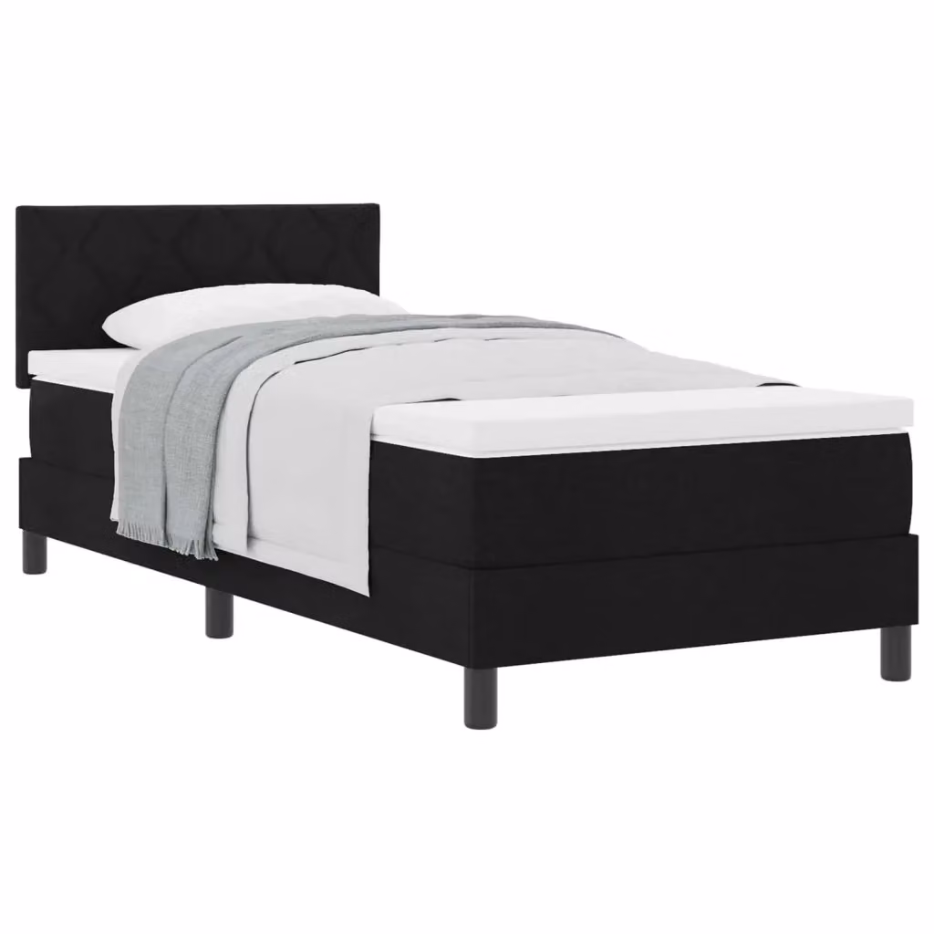 Letto ibrido con testiera in tessuto nero vidaXL L 90 x P 200 cm – 2