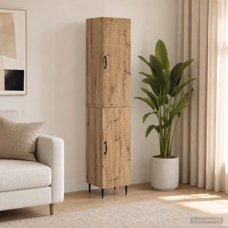 Set di 2 armadi moderni vidaXL in legno MDF color rovere marrone con ante scorrevoli, ripiani e cassetti interni per camera da letto, ufficio o soggiorno