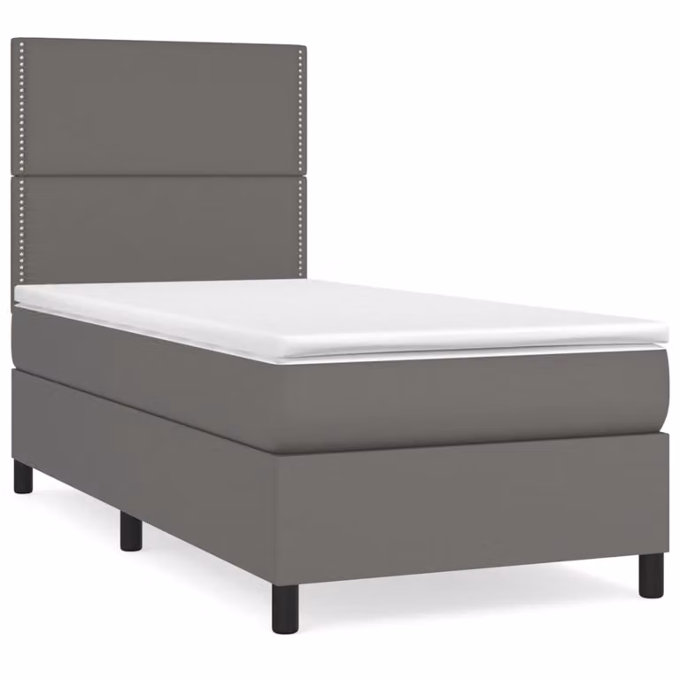 Giroletto a Molle con Materasso Grigio 100x200 cm in Pelle finta