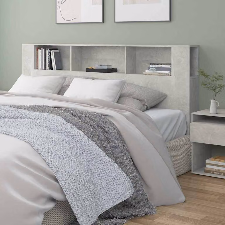Testiera con scomparti vidaXL in stile moderno, colore grigio cemento, L 200 cm x P 18,5 cm x H 104,5 cm
