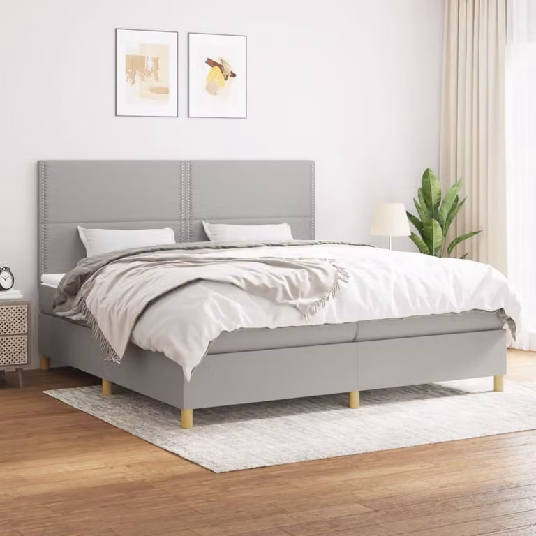 vidaXL Letto Ibrido con Giroletto a Molle e Materasso a Tasche Grigio e Bianco L/P/H: 200 x 200 x 25 cm