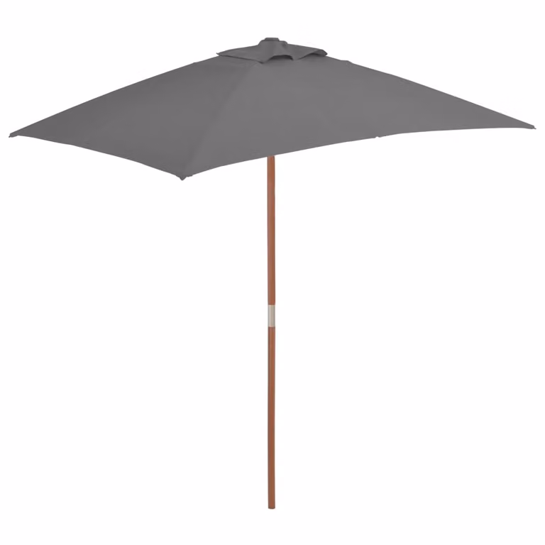 The Living Store Ombrellone con palo in legno 150 x 200 cm antracite