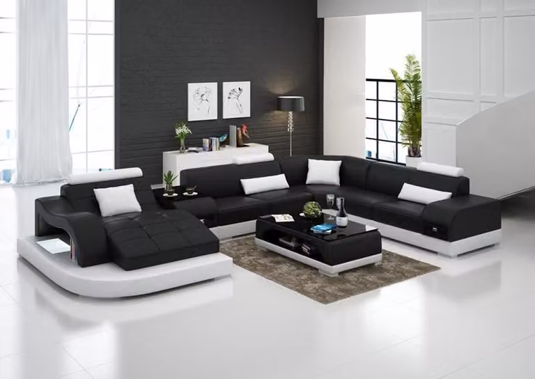 Ledersofa Couch Wohnlandschaft Ecksofa Eck Garnitur Design Modern Sofa G8009