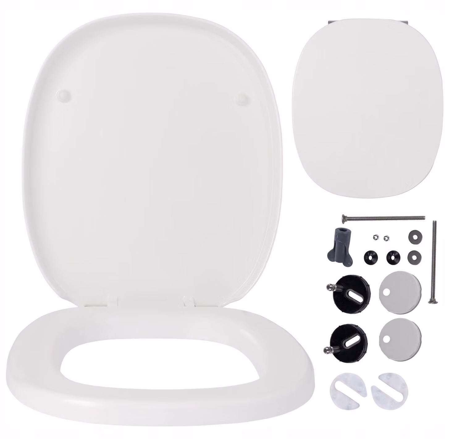 Sedile WC - Sedile per WC - per Cersanit Facile - Bianco - 44,1 cm x 36,4 cm - Antibatterico - Chiusura rallentata - Coperchio per WC
