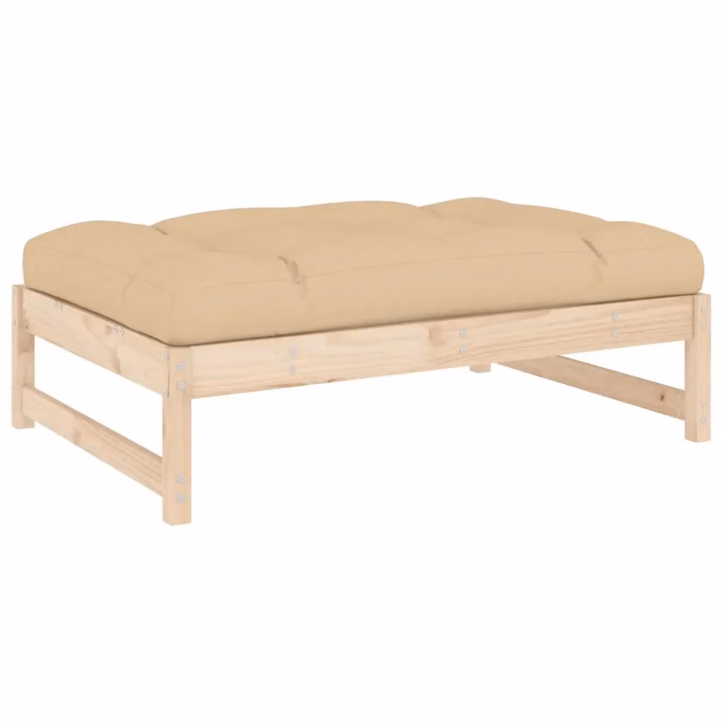 Poggiapiedi da giardino vidaXL in legno di pino con cuscini beige – 2