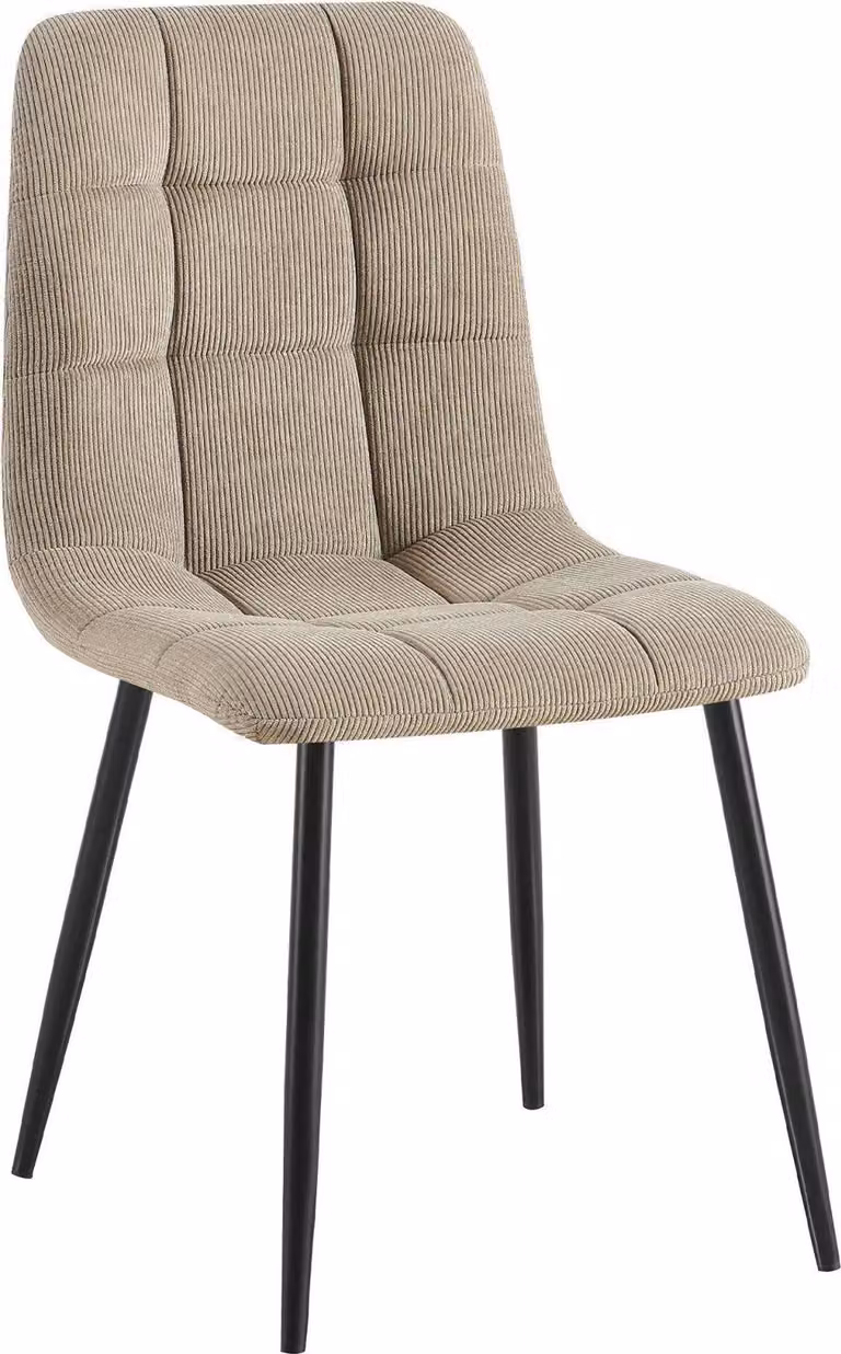 Sedia da pranzo color taupe in tessuto a coste - seduta confortevole - design pulito, accogliente ed elegante