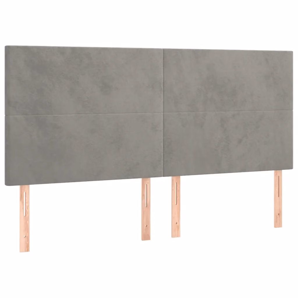 Testiera decorativa Design Mania in velluto grigio chiaro L: 200 cm, H: 118/128 cm, P: 5 cm – 2